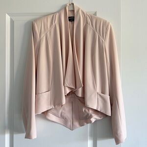 Bebe light pink open drape blazer size xs